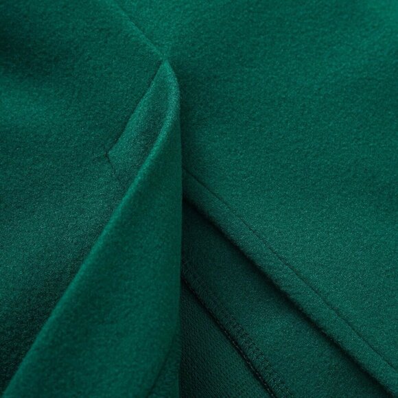 Green Casual Women's Plain Double-Breasted Long Sleeve Long Coat - Picture 7 of 8